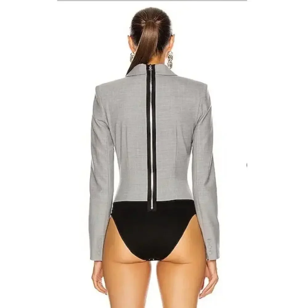 RtA Maryse Blazer Bodysuit In Gray-Size Medium - Picture 4 of 8